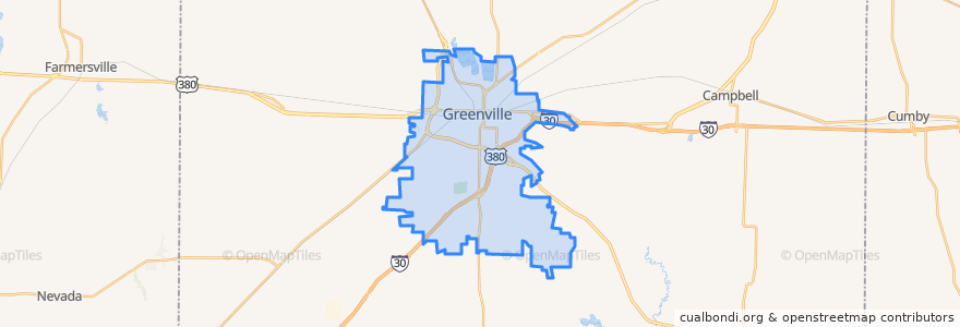 Mapa de ubicacion de Greenville.