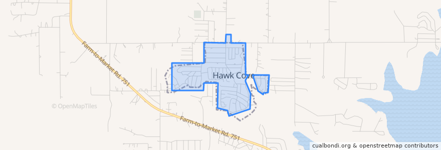 Mapa de ubicacion de Hawk Cove.