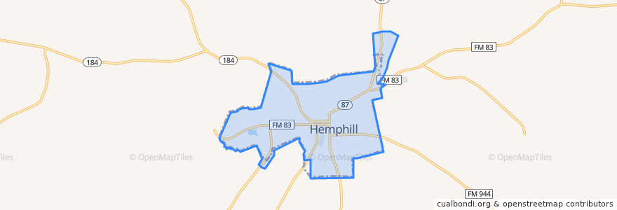 Mapa de ubicacion de Hemphill.