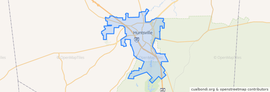 Mapa de ubicacion de Huntsville.