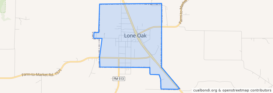 Mapa de ubicacion de Lone Oak.