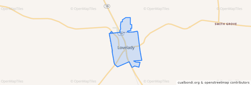 Mapa de ubicacion de Lovelady.