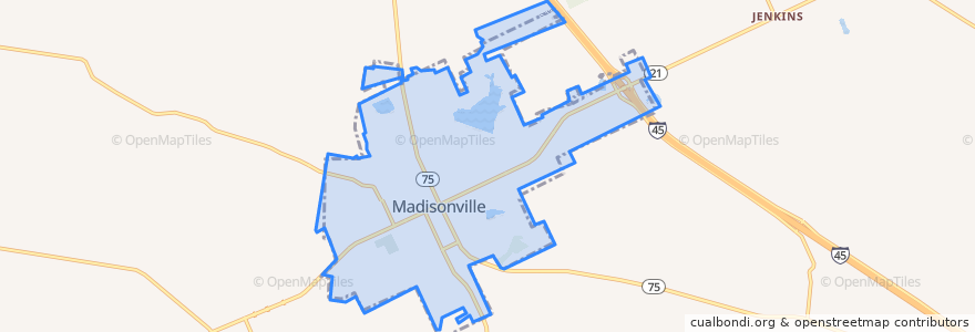 Mapa de ubicacion de Madisonville.