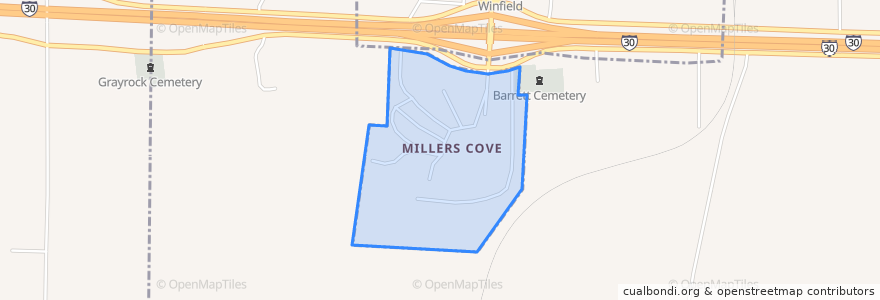 Mapa de ubicacion de Miller's Cove.