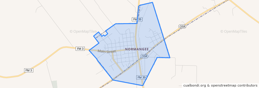Mapa de ubicacion de Normangee.