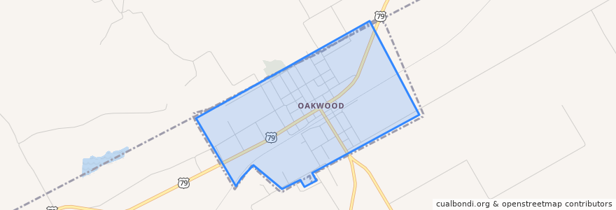 Mapa de ubicacion de Oakwood.