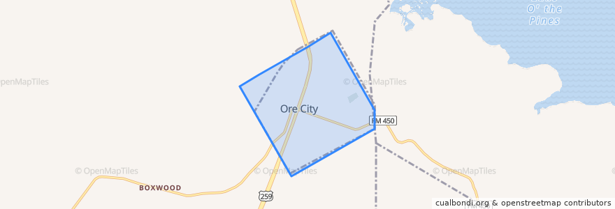 Mapa de ubicacion de Ore City.