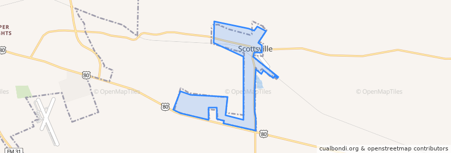 Mapa de ubicacion de Scottsville.