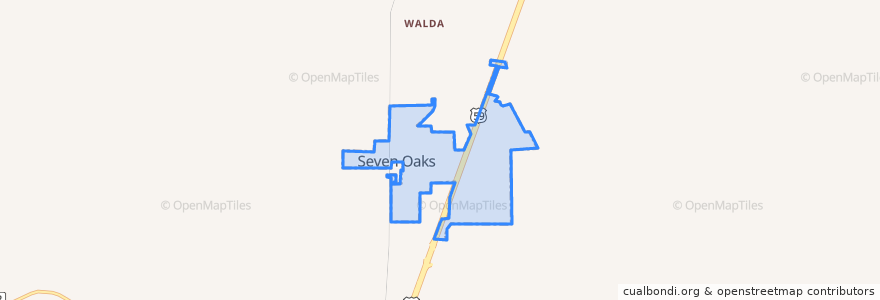 Mapa de ubicacion de Seven Oaks.