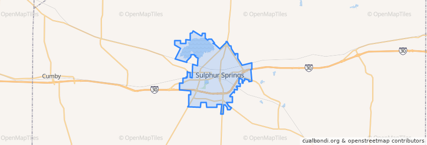 Mapa de ubicacion de Sulphur Springs.