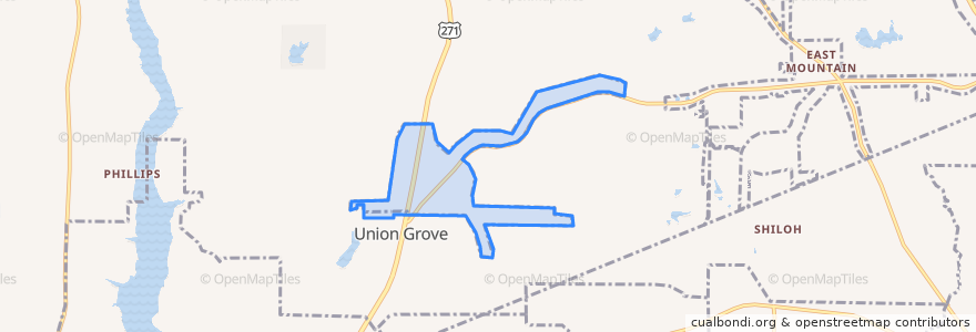 Mapa de ubicacion de Union Grove.