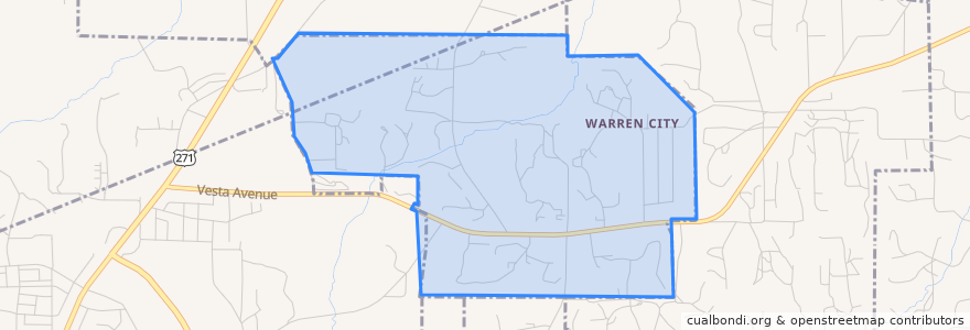 Mapa de ubicacion de Warren City.