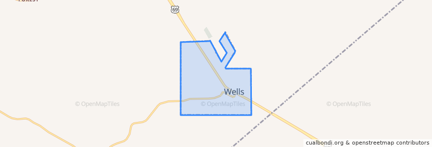 Mapa de ubicacion de Wells.