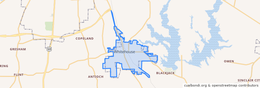 Mapa de ubicacion de Whitehouse.