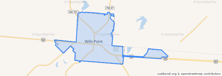 Mapa de ubicacion de Wills Point.