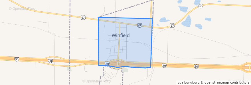 Mapa de ubicacion de Winfield.