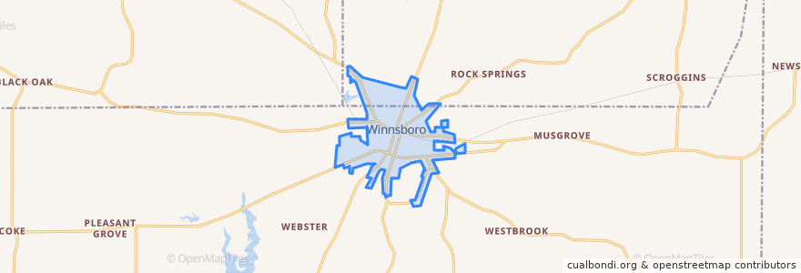 Mapa de ubicacion de Winnsboro.