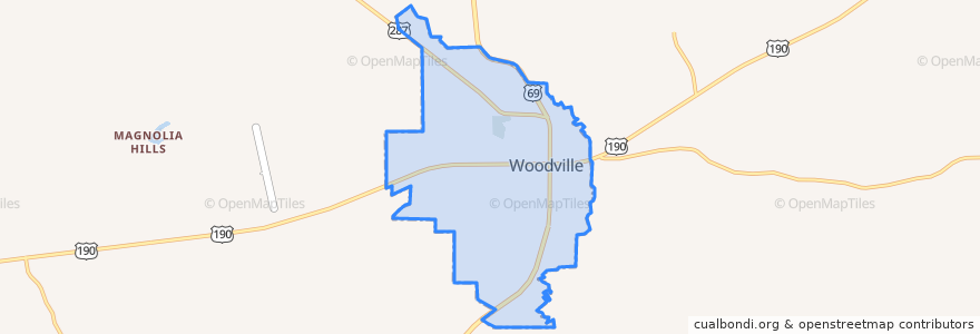 Mapa de ubicacion de Woodville.