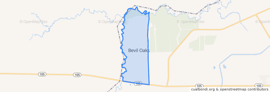 Mapa de ubicacion de Bevil Oaks.