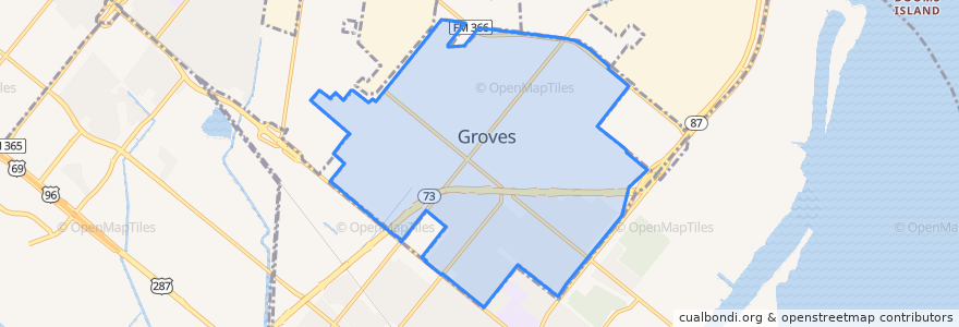 Mapa de ubicacion de Groves.