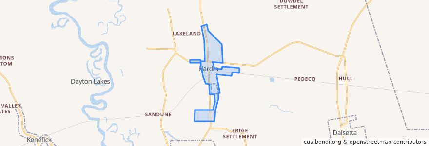Mapa de ubicacion de Hardin.