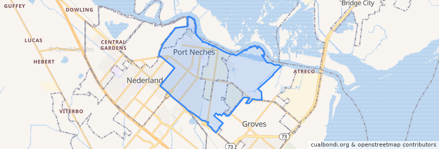 Mapa de ubicacion de Port Neches.