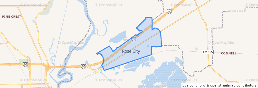 Mapa de ubicacion de Rose City.