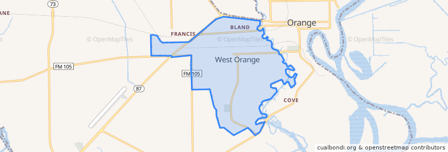 Mapa de ubicacion de West Orange.