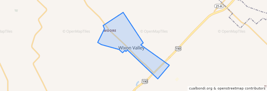 Mapa de ubicacion de Wixon Valley.