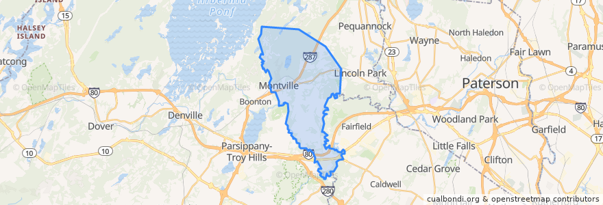 Mapa de ubicacion de Montville Township.