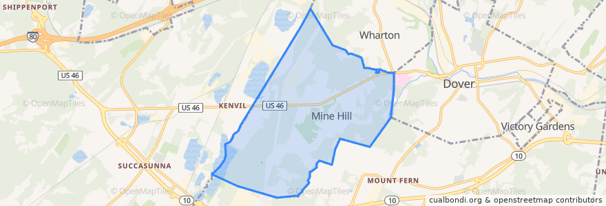 Mapa de ubicacion de Mine Hill.