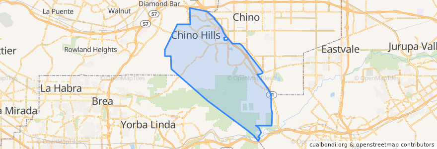 Mapa de ubicacion de Chino Hills.