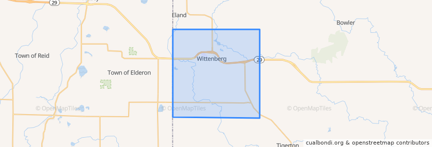 Mapa de ubicacion de Town of Wittenberg.
