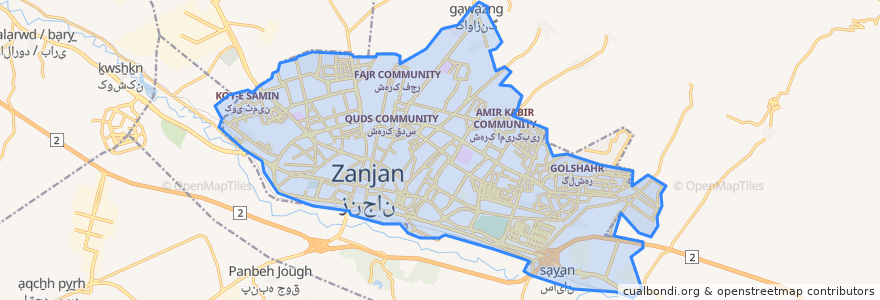 Mapa de ubicacion de زنجان.