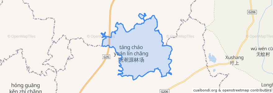 Mapa de ubicacion de 塘潮源林场.