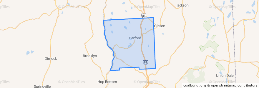 Mapa de ubicacion de Harford Township.