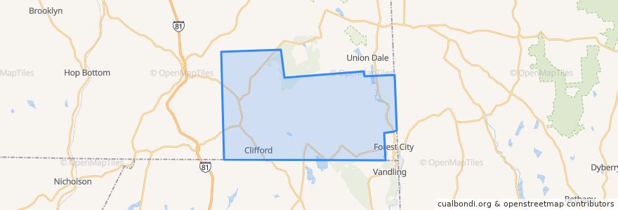 Mapa de ubicacion de Clifford Township.