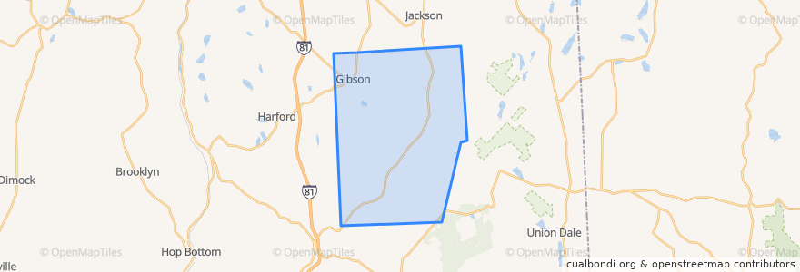 Mapa de ubicacion de Gibson Township.