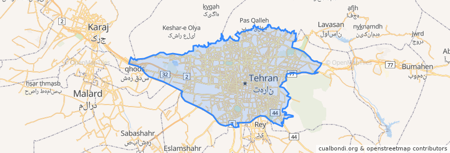 Mapa de ubicacion de شهر تهران.