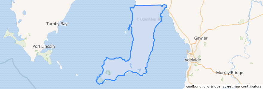 Mapa de ubicacion de Yorke Peninsula Council.