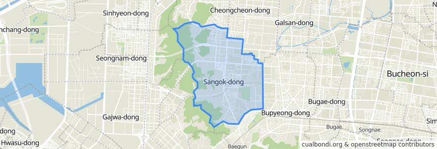 Mapa de ubicacion de Sangok-dong.