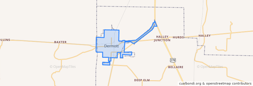 Mapa de ubicacion de Дермотт.