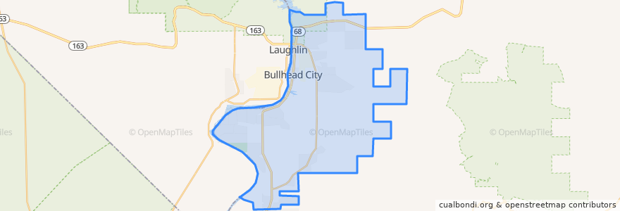 Mapa de ubicacion de Bullhead City.