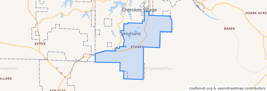 Mapa de ubicacion de Highland.