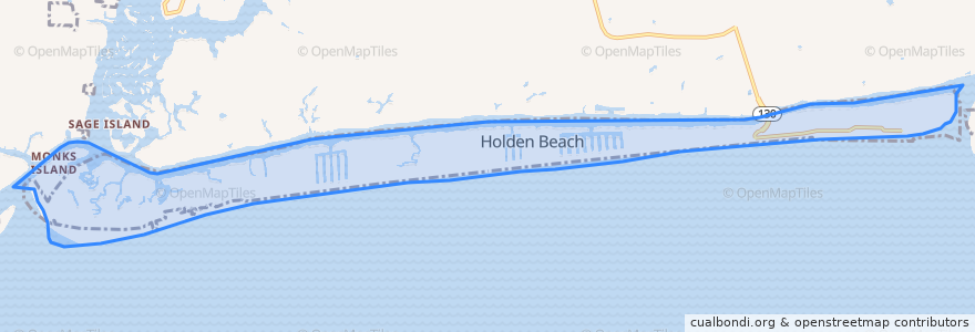 Mapa de ubicacion de Holden Beach.