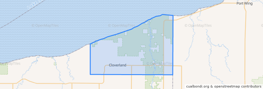 Mapa de ubicacion de Town of Cloverland.