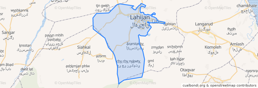 Mapa de ubicacion de شهر لاهیجان.