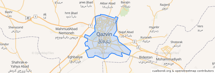 Mapa de ubicacion de Qazvin.