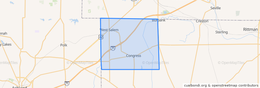 Mapa de ubicacion de Congress Township.