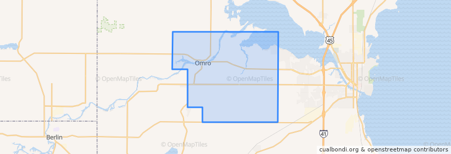 Mapa de ubicacion de Town of Omro.